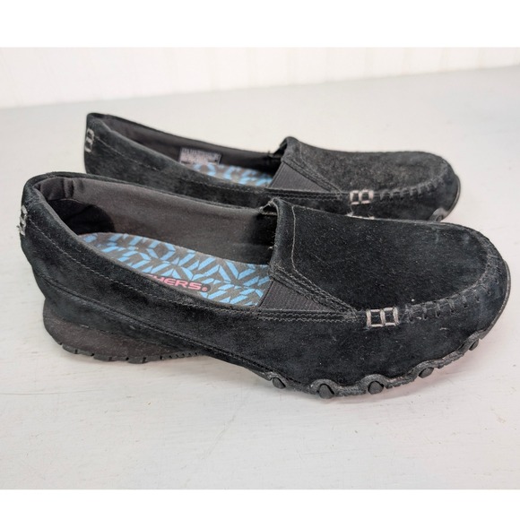 Skechers Relaxed Fit Air Cooled Memory Foam Black Suede Loafer Shoes Womens 7.5 - Picture 1 of 9